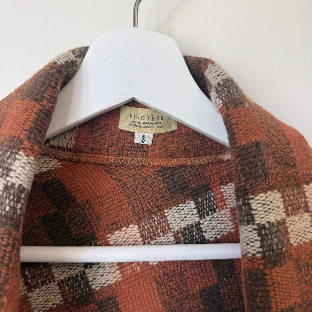 Piko 1988 Small Wool Blend Checkered Waterfall Sweater Vest Open Cardigan Fall - Picture 4 of 8